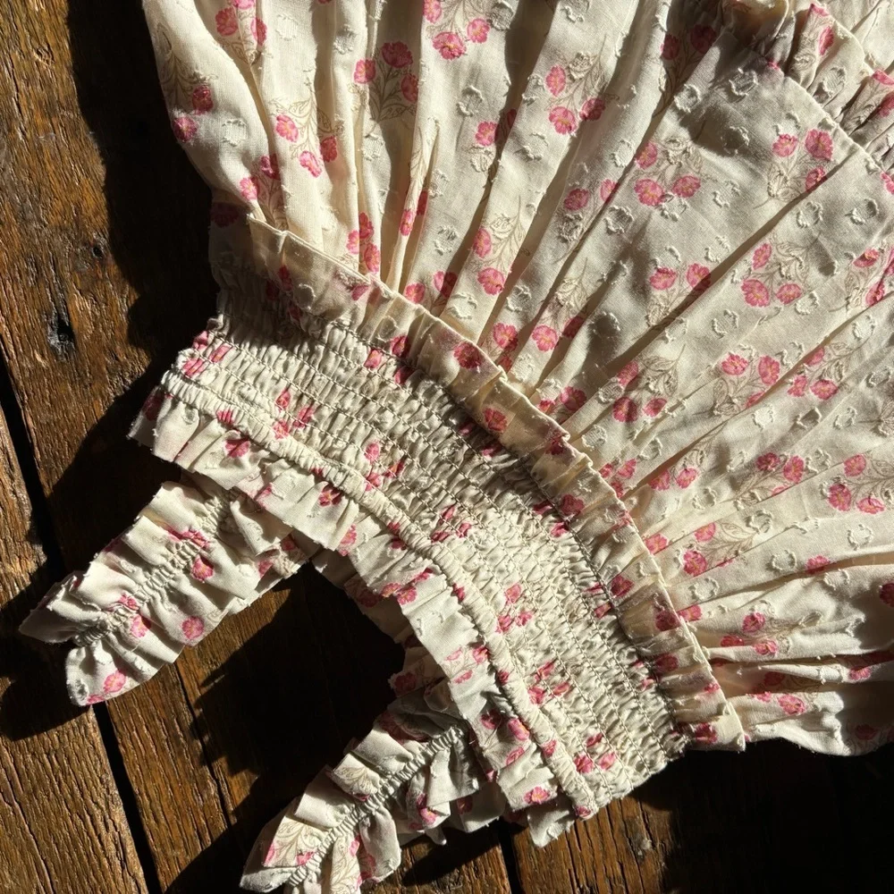 HAPPILY GREY Toddler Girls Floral Casual Sun Dress Cream/Pink Flowers - Picture 3 of 6